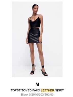 Zara Black Faux Leather Mini Skirt